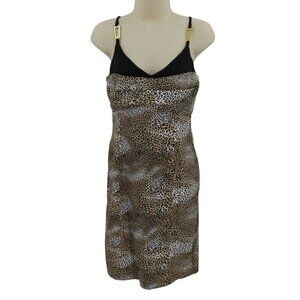 LEquipe Womens 6 US 42 Italy Leopard Animal Print Spaghetti Strap Dress 1990s